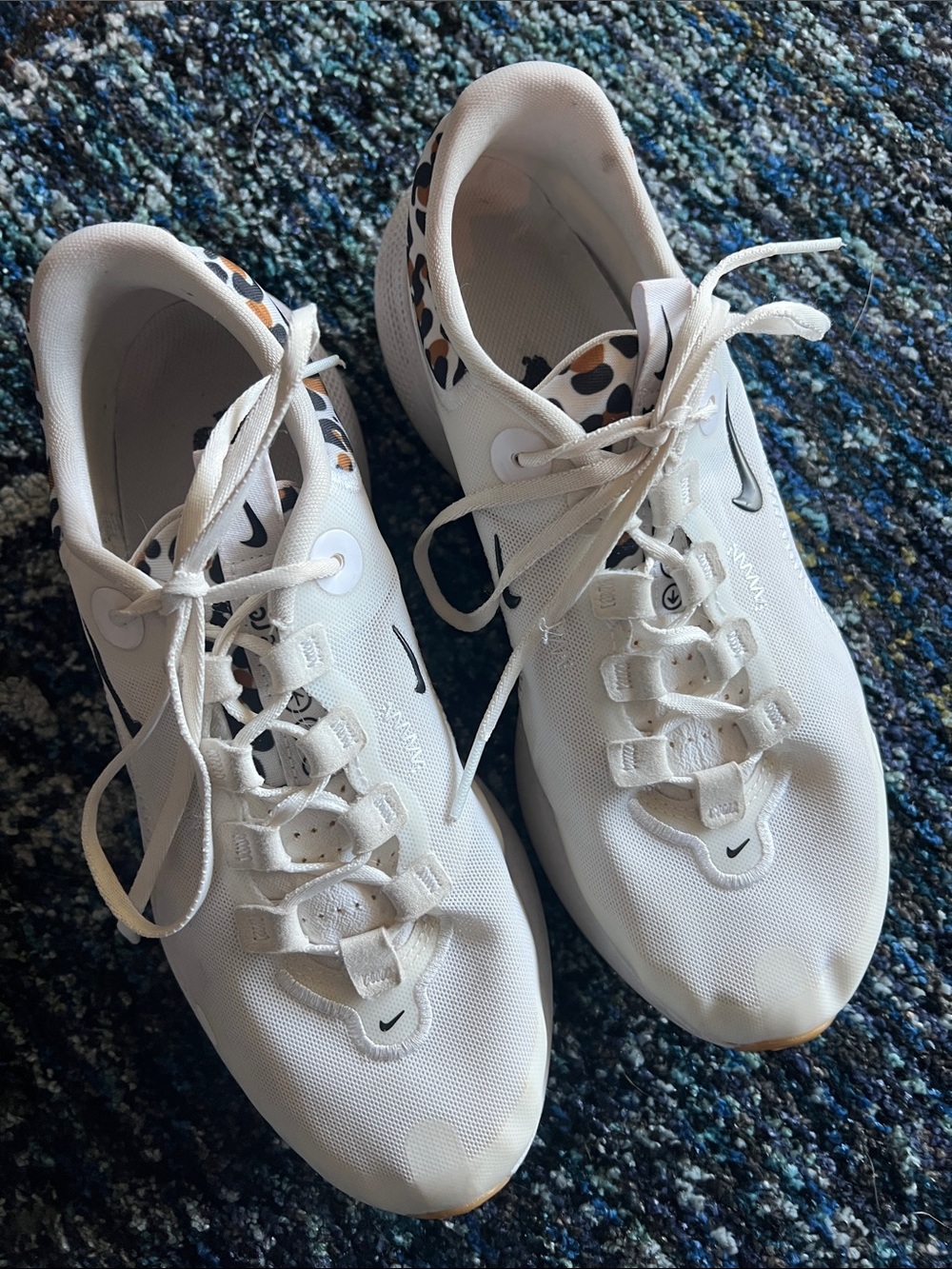 Nike White Women's Athletic Sneakers with Leopard Trim